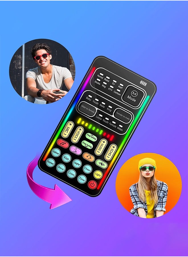 Sunbmebge Portable Sound Card Handheld Microphone Voice Changer with Sound Multi-Function Effect Machine Voice Disguiser Mini Device for Mobile Phones PC Laptops PS4 Xbox One Games  - Image 4