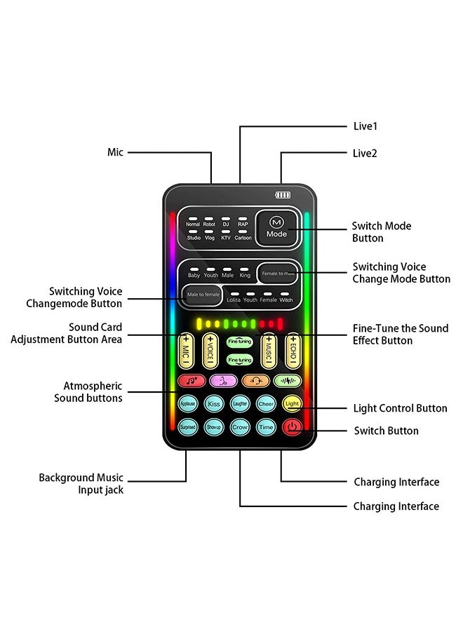 Sunbmebge Portable Sound Card Handheld Microphone Voice Changer with Sound Multi-Function Effect Machine Voice Disguiser Mini Device for Mobile Phones PC Laptops PS4 Xbox One Games  - Image 3