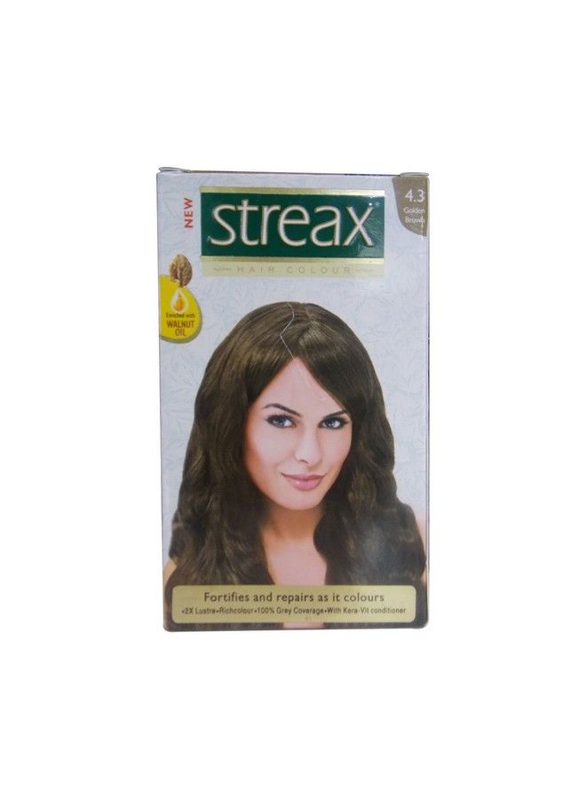 Streax Cream Hair Colour For Women & Men; Golden Brown; Enriched With Walnut & Argan Oil; Instant Shine & Smoothness; Long Lasting Hair Colour; Soft & Silky Touch 120 Ml - Image 1