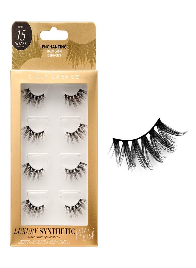 Lilly Lashes رموش ليلي الفاخرة الاصطناعية نصف الرموش (عبوة من 4)، رموش صناعية، شرائط رموش تبدو طبيعية، عبوة متعددة قابلة لإعادة الاستخدام حتى 15 مرة، لاصق الرموش غير مشمول (ساحر) - Image 1