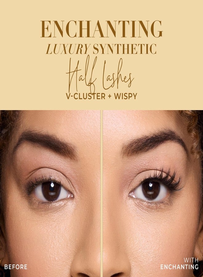 Lilly Lashes رموش ليلي الفاخرة الاصطناعية نصف الرموش (عبوة من 4)، رموش صناعية، شرائط رموش تبدو طبيعية، عبوة متعددة قابلة لإعادة الاستخدام حتى 15 مرة، لاصق الرموش غير مشمول (ساحر) - Image 2