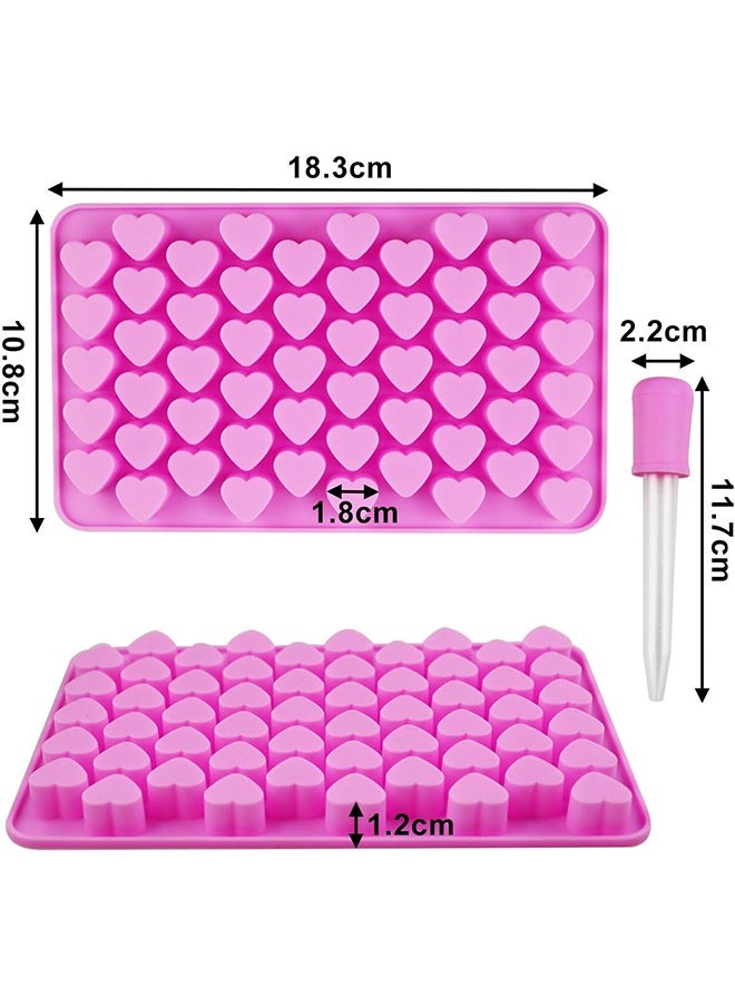 HY Silicone Molds for Wax Melts, 2 Pack Silicone Mini Heart Molds with 2 Droppers, Heart Candy Molds Silicone Molds for Gummies Chocolate Ice Cube Jelly Cake Soap Candle DIY Valentine Gifts (Pink)  - Image 3