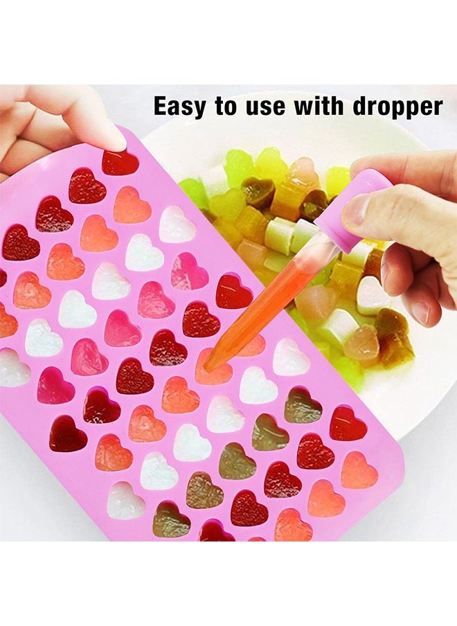 HY Silicone Molds for Wax Melts, 2 Pack Silicone Mini Heart Molds with 2 Droppers, Heart Candy Molds Silicone Molds for Gummies Chocolate Ice Cube Jelly Cake Soap Candle DIY Valentine Gifts (Pink)  - Image 5
