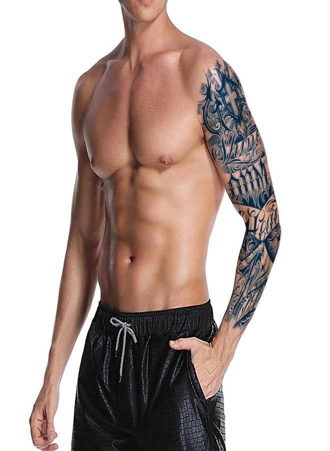Aresvns Semi Permanent Sleeve Tattoos for Men and Women, 5 Sheets Full Arm Realistic Tattoos for BBQ Pool Beach Party, Waterproof and Long-Lasting 2 Weeks, Holidays Gift, Blue - Image 3