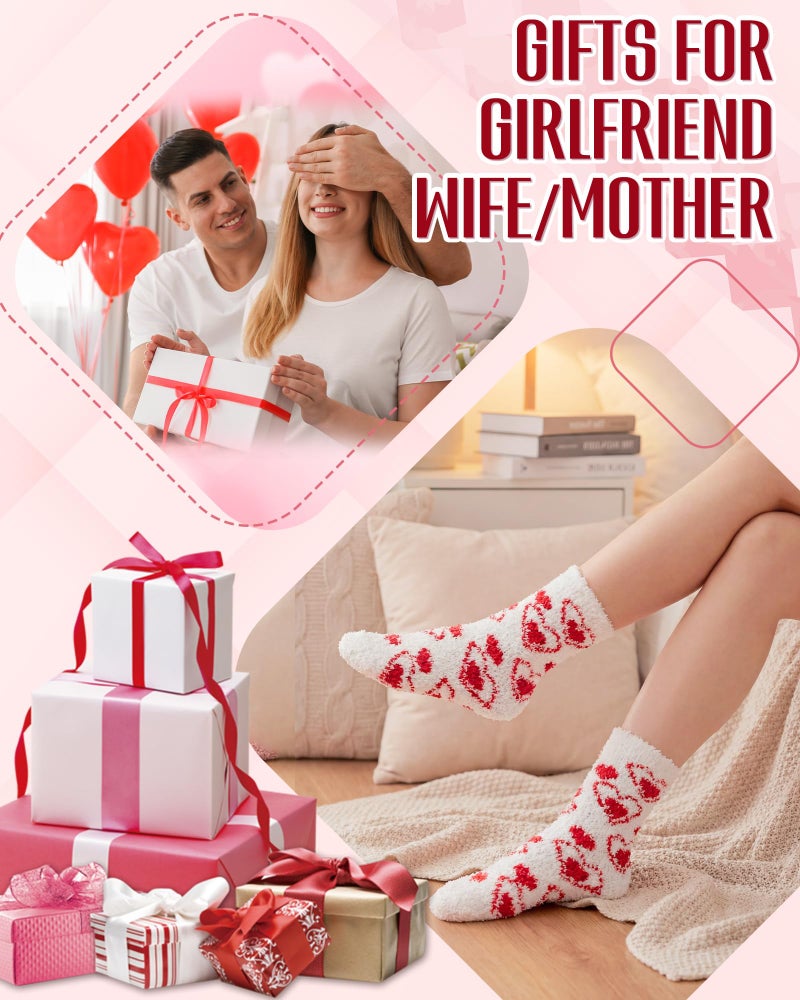 Liitrsh 12 Pairs Valentine's Day Womens Fuzzy Socks Heart Warm Fluffy Winter Fleece Soft Thick Slipper Socks Galentines Gifts(Red Heart) - Image 5