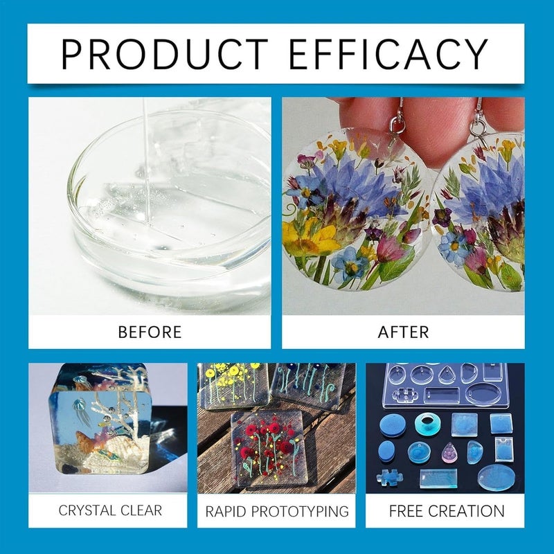 إكسفور غراء راتنج الأشعة فوق البنفسجية للحرف اليدوية، غراء راتنج الأشعة فوق البنفسجية الصلب، راتنج الأشعة فوق البنفسجية سريع الجفاف، قطرات كريستال للزهور المجففة، غراء معالجة عالي اللمعان للمجوهرات والحرف اليدوية والفنون والحرف اليدوية (100 غرام) - Image 4