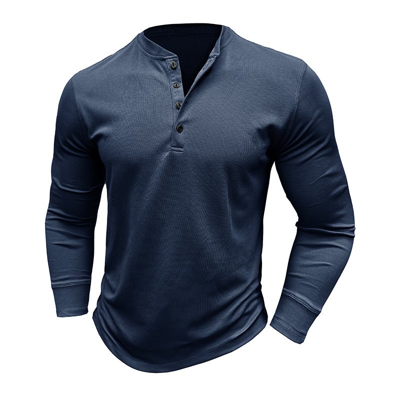 Men''s Long-sleeved T-shirt and Foreign Trade Men''s Henry Shirt Autumn Base Shirt Top - Image 4