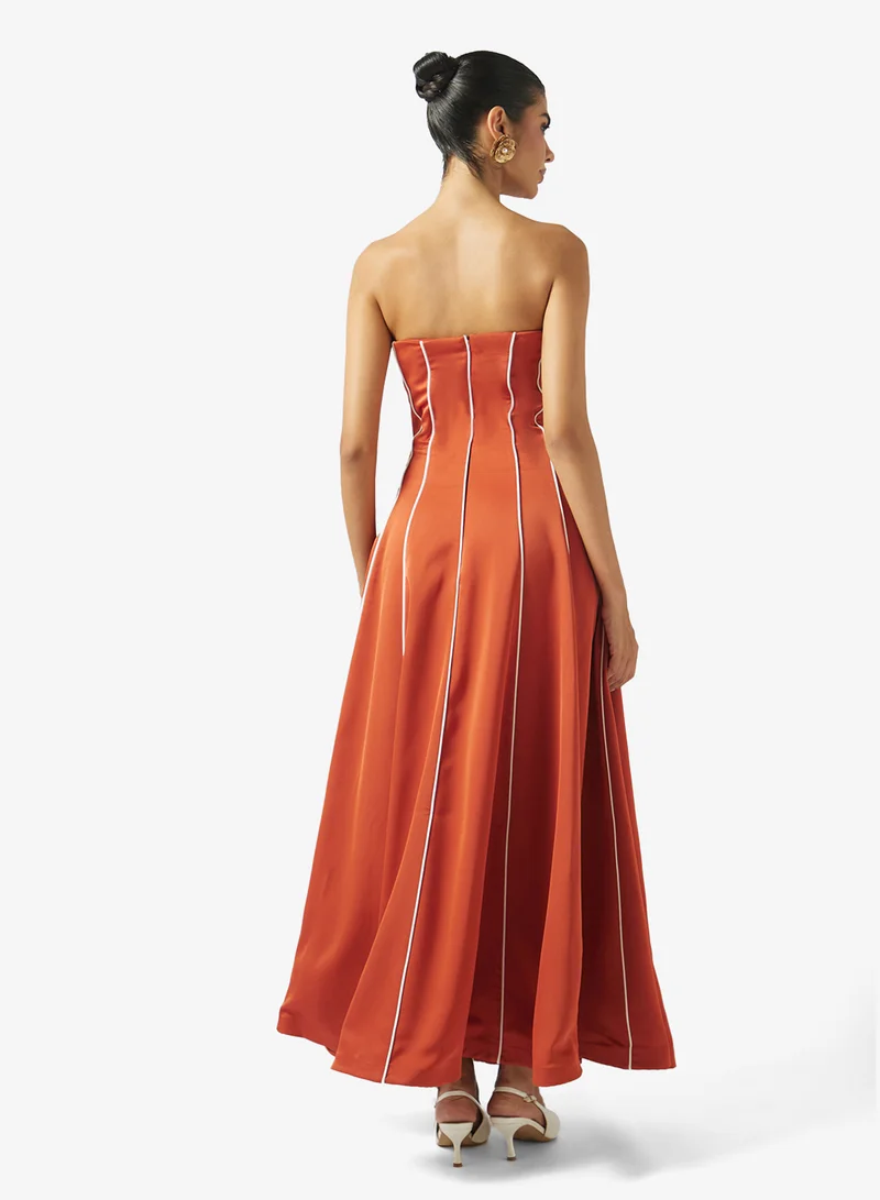 Akadia Fashion  STRAPLESS FLOWER DETAIL A LINE DRESS for Women | Best Price UAE