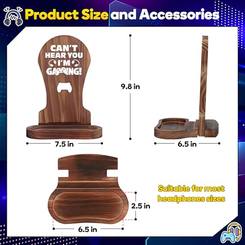 Slothoem-Gamer Gifts for Men Teenage Boy Christmas, Gamer Room Decor for Brother, Gaming Gifts for Son, Boyfriend, Husband, Gamer Room Accessories Stuff, Wooden Headset Stand - Can't Hear You I'm Gaming - Image 2