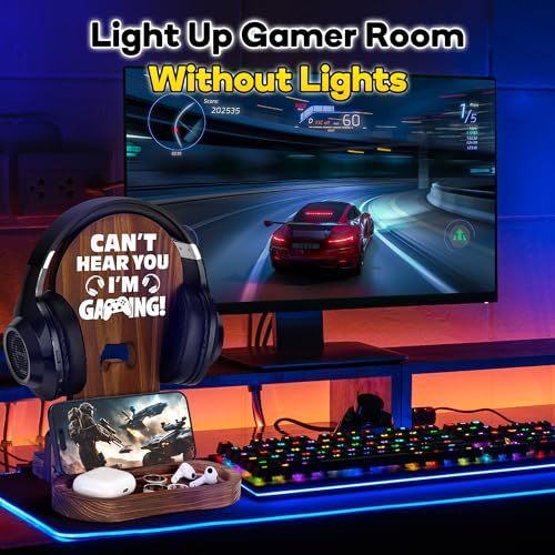 Slothoem-Gamer Gifts for Men Teenage Boy Christmas, Gamer Room Decor for Brother, Gaming Gifts for Son, Boyfriend, Husband, Gamer Room Accessories Stuff, Wooden Headset Stand - Can't Hear You I'm Gaming - Image 5