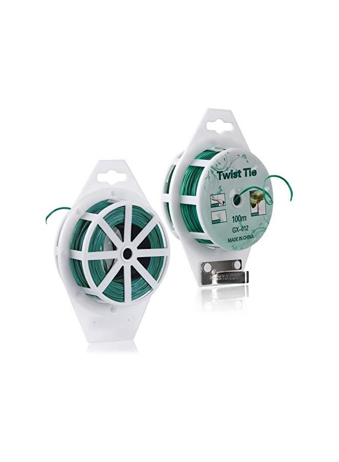 promass 328Ft (100M) Twist Ties，Green Coated Garden Plant Ties With Cutter For Gardening And Office Organization, Home - Image 4