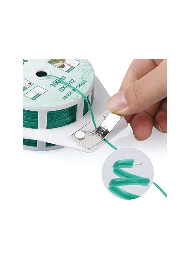 promass 328Ft (100M) Twist Ties，Green Coated Garden Plant Ties With Cutter For Gardening And Office Organization, Home - Image 3