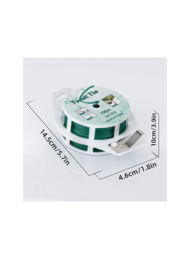 promass 328Ft (100M) Twist Ties，Green Coated Garden Plant Ties With Cutter For Gardening And Office Organization, Home - Image 2