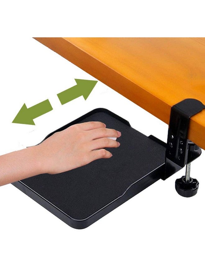 FUZADEL Ergonomic Mouse Tray Attachment Mouse Platform Slide Out Clamp On Under Desk (Black)  - Image 1