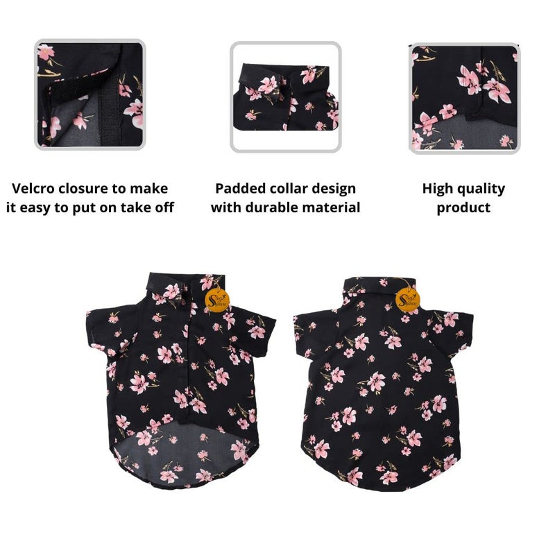 Sage Square Black Flower Print Dog Shirt, Ultra Soft & Light Weight, Comfortable & Breathable, Trendy Outfit (Large - 22inch) - Image 4