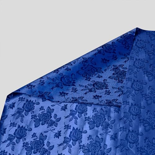 MaiMaiSuan 60" Wide Royal Blue Satin Floral Jacquard Fabric Shiny Silky Satin Fabric by The Yard for Table Runner，Napkins，Wedding，Dress，Bedding Sheet,DIY Crafts，1 Yard - Image 4