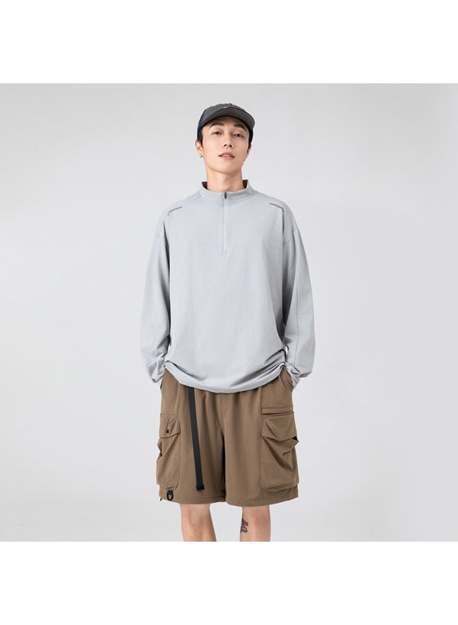 Izexx Fashion Brand Outdoor Sports Quick-drying Long-sleeved T-shirt Men's Half-pull Breathable Sweat-wicking Lightweight Base Couple's Long-sleeved Shirt - Image 1