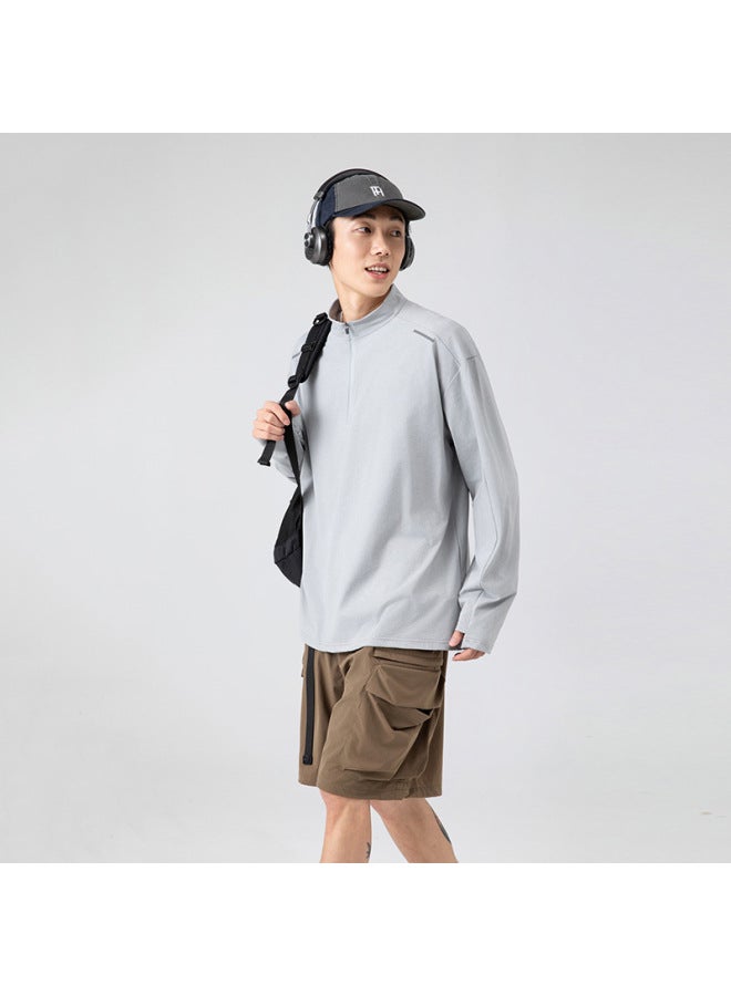 Izexx Fashion Brand Outdoor Sports Quick-drying Long-sleeved T-shirt Men's Half-pull Breathable Sweat-wicking Lightweight Base Couple's Long-sleeved Shirt - Image 2