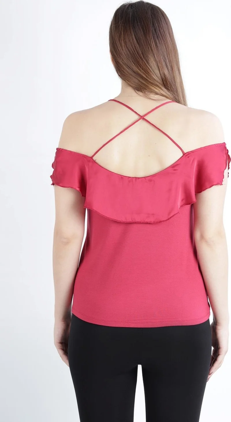 Alexander Gardi Strap Frilly Madonna Collar Blouse