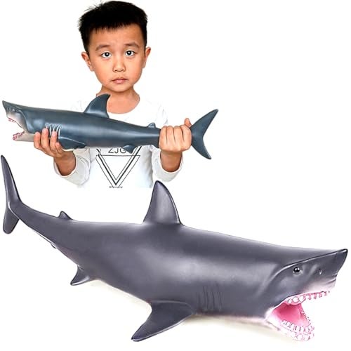 LOVNBHELP Simulated Ocean Big Animal Toys for Kids 16 Inch Sea Animals Toy Large Size Marine Animal Action Figures Soft Filled Rubber Sea Educational ToysGreat White Shark - Image 1