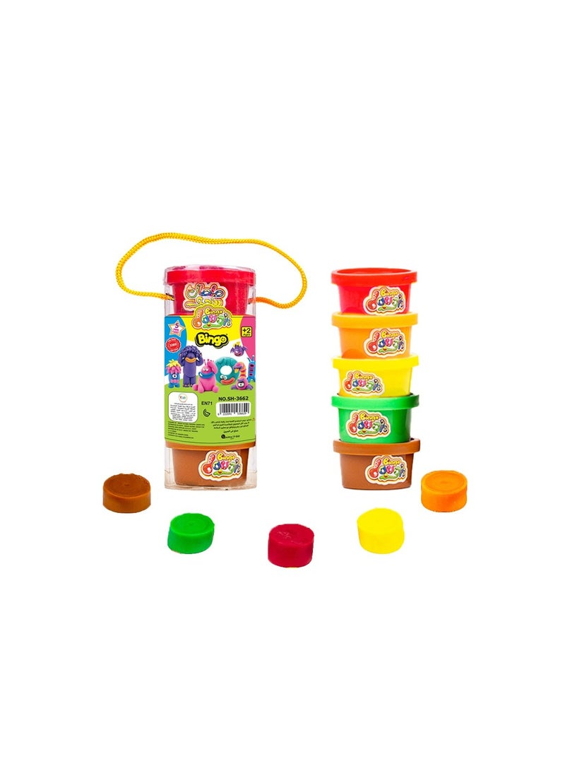Bingo Doh 5 Pack Mini Play-Doh (Red, Orange, Yellow, Green, Brown) - Image 1