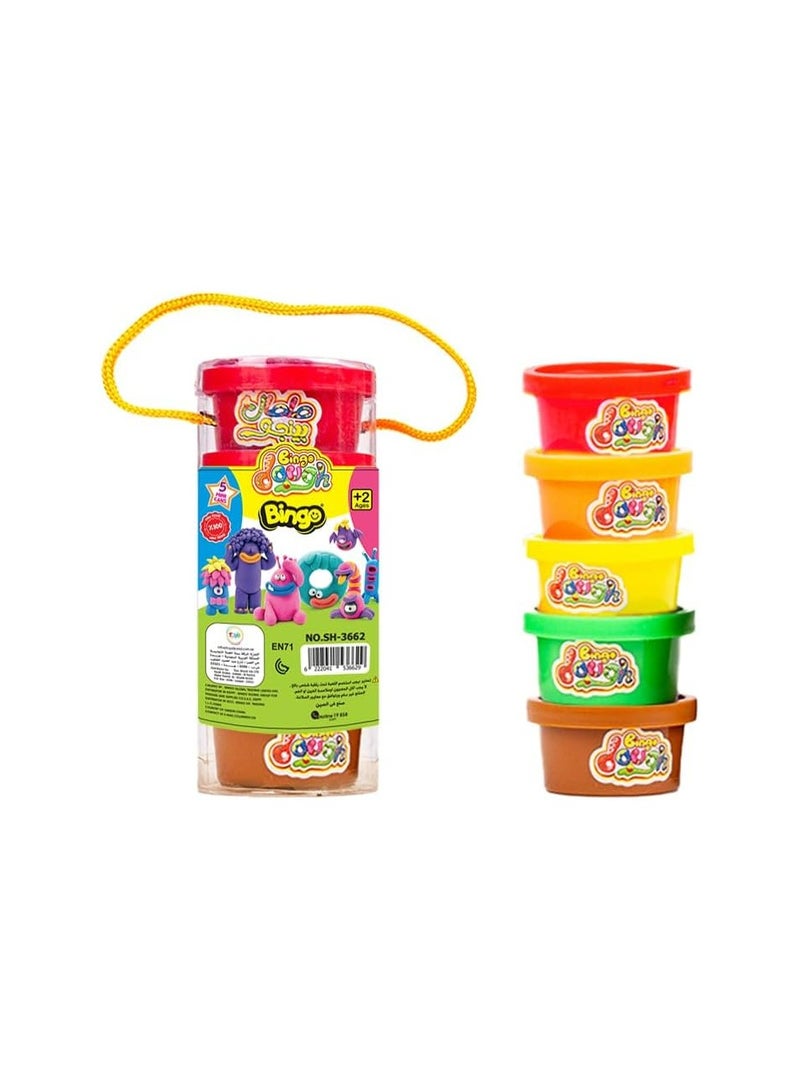 Bingo Doh 5 Pack Mini Play-Doh (Red, Orange, Yellow, Green, Brown) - Image 2