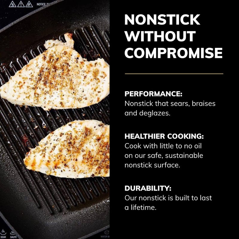 Scanpan Professional 10 1/2 inch Square Nonstick Grill Pan - Compatible with All Cooktops, Induction Ready, Metal Utensil Safe, Oven Safe to 500Â°F, Dishwasher Safe - Image 3
