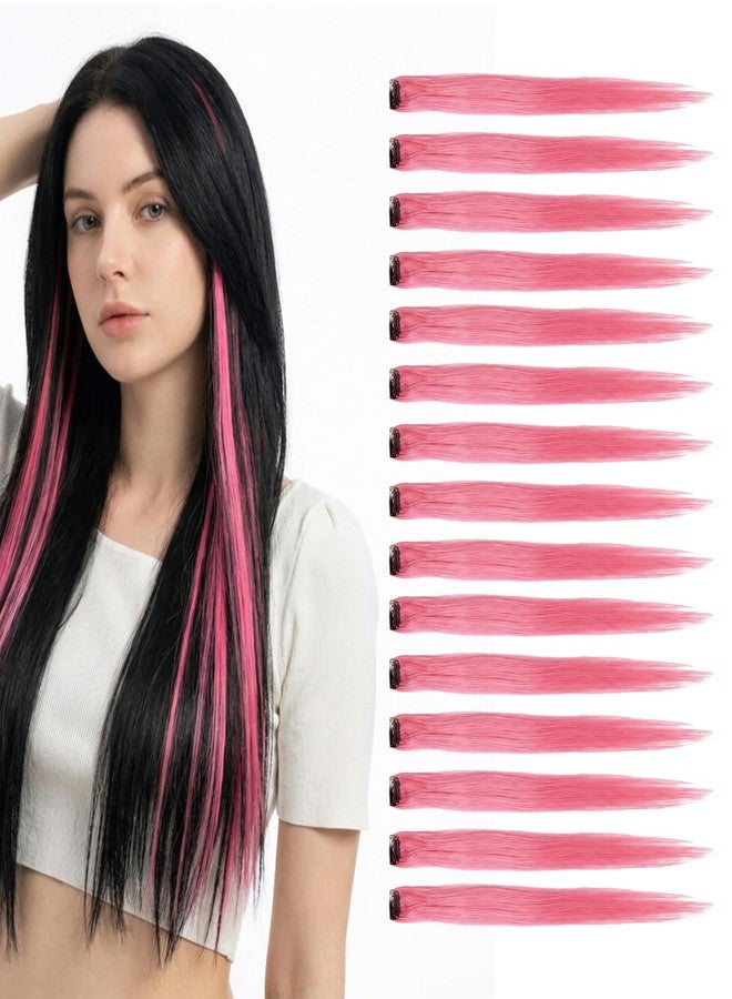 Bolsdoic 15 Packs Pink hair extensions,22Inch Straight colorful clip in Hair extensions,Pretty Gift for Girls & Women, Party, Cosplay, Birthday - Image 1