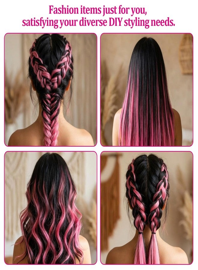 Bolsdoic 15 Packs Pink hair extensions,22Inch Straight colorful clip in Hair extensions,Pretty Gift for Girls & Women, Party, Cosplay, Birthday - Image 5