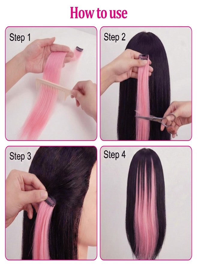 Bolsdoic 15 Packs Pink hair extensions,22Inch Straight colorful clip in Hair extensions,Pretty Gift for Girls & Women, Party, Cosplay, Birthday - Image 4