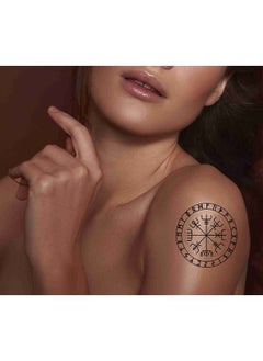 Dopetattoo 6 Sheets Temporary Tattoos Vegvisir Compass Vikings Temporary tattoo Neck Arm Chest for Women Men Adults Vegvisir Tattoo  - Image 2