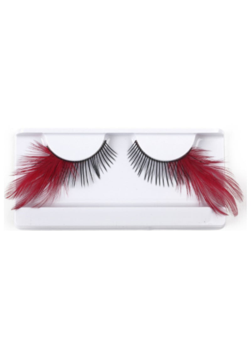 Fiestas Guirca RED FEATHER EYELASHES - Image 1
