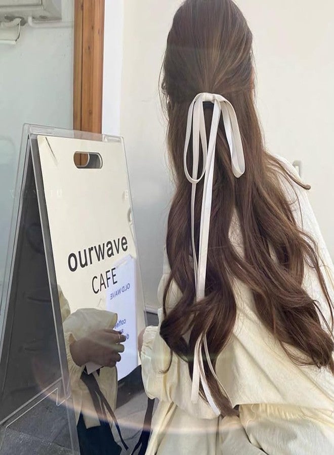 CHIROGRAPHY مجموعة CHIROGRAPHY المكونة من 5 قطع من ربطات الشعر الفاخرة على شكل فيونكات، ربطات شعر طويلة مزينة بشرابات، ربطات شعر على شكل فيونكات ... للنساء، أسود/بيج/أزرق/بنفسجي/وردي (5 قطع) - Image 2