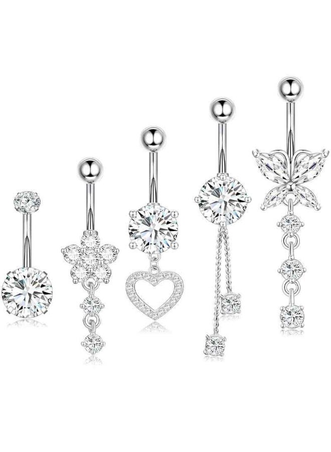 5 PCS Silvery Belly Rings Set - Image 1