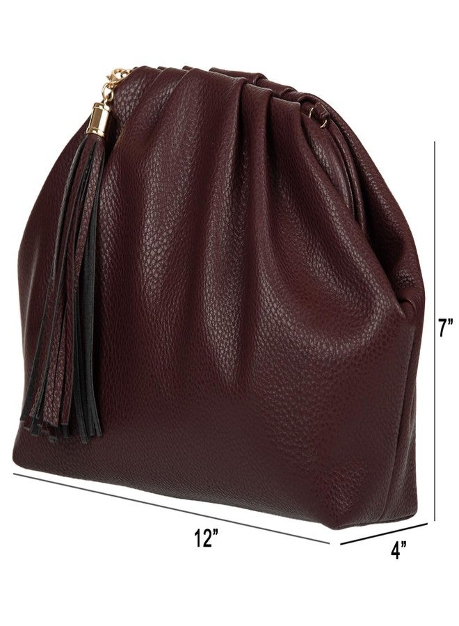 JNB Dumpling Bag for Women Clutch Purses, Cloud Crossbody Handbag Soft Shoulder,party,Wedding Bag,L/PLUM - Image 3