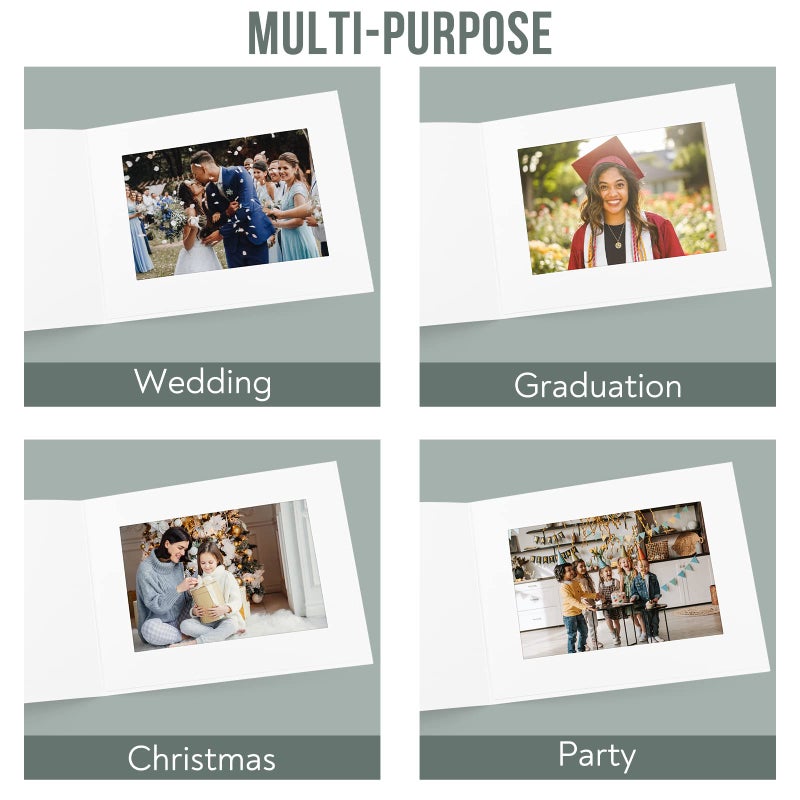 Golden State Art Golden State Art  Pack of 25  5x7 or 7x5 Photo Folders  Cardboard Picture Frame  Paper Frame Cards  Greetings/Invitation Special Events: Graduation  Christmas  Wedding(White) - Image 2