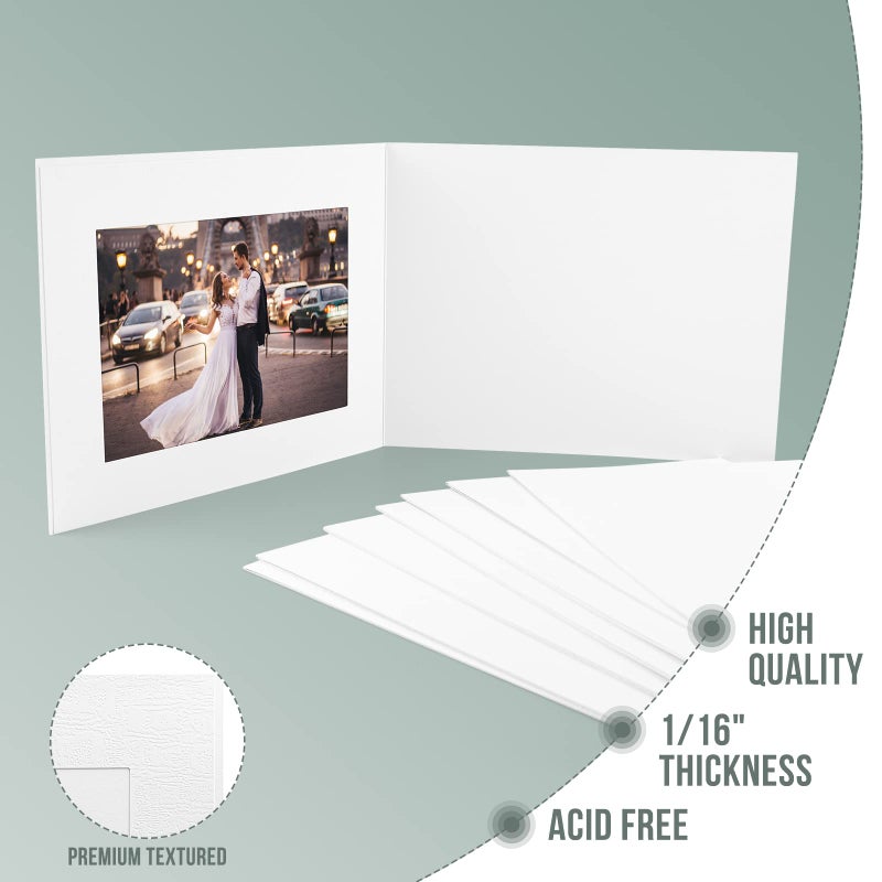 Golden State Art Golden State Art  Pack of 25  5x7 or 7x5 Photo Folders  Cardboard Picture Frame  Paper Frame Cards  Greetings/Invitation Special Events: Graduation  Christmas  Wedding(White) - Image 4