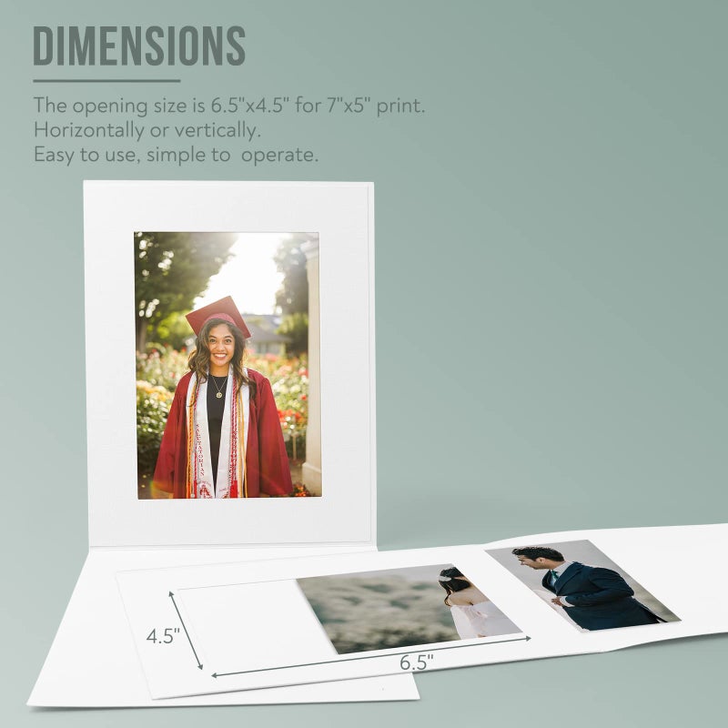 Golden State Art Golden State Art  Pack of 25  5x7 or 7x5 Photo Folders  Cardboard Picture Frame  Paper Frame Cards  Greetings/Invitation Special Events: Graduation  Christmas  Wedding(White) - Image 5