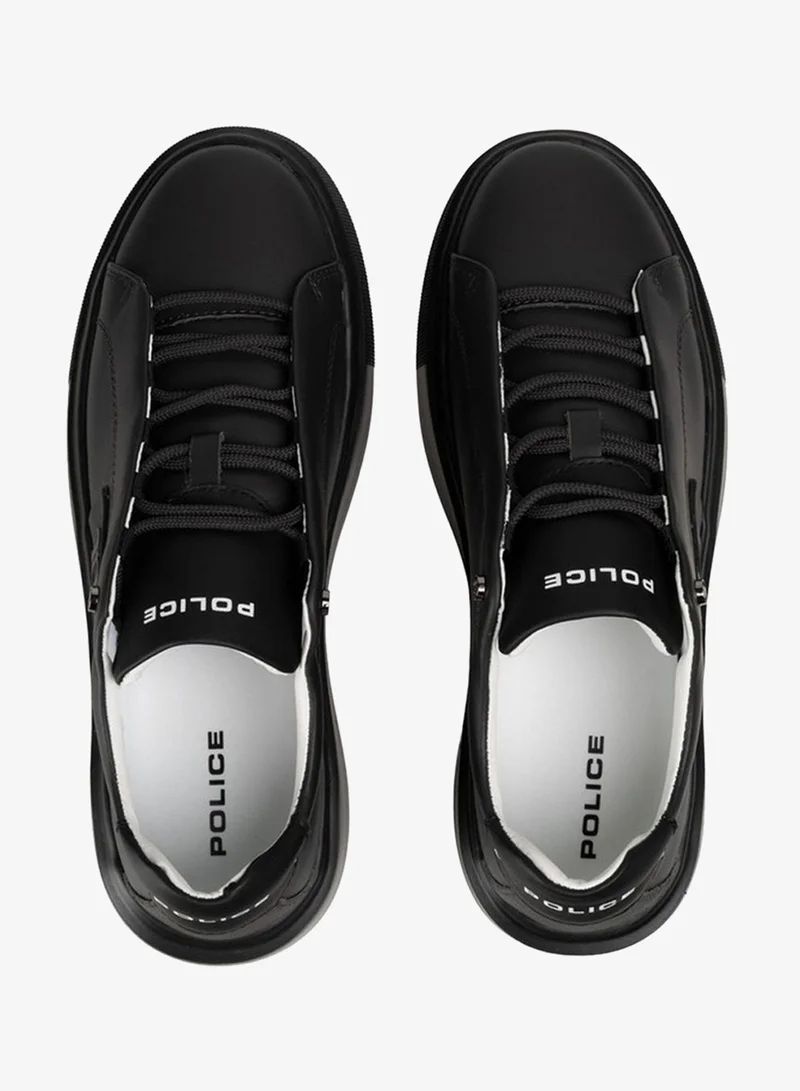 بوليس Police Men's Classic Leather Low-Top Sneakers with 100% Genuine Leather Upper, Sleek Urban Design & Everyday Casual Style – Gray