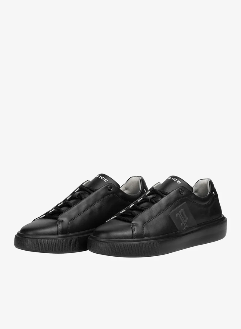 بوليس Police Men's Classic Leather Low-Top Sneakers with 100% Genuine Leather Upper, Sleek Urban Design & Everyday Casual Style – Gray