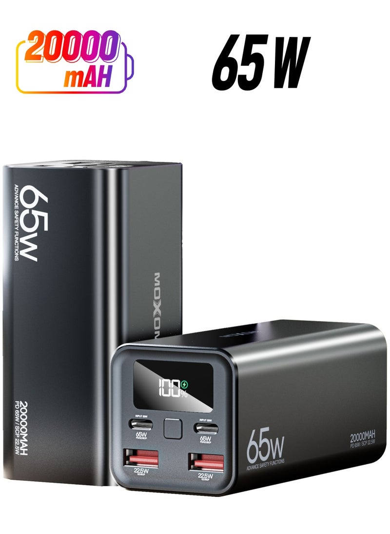 MOXOM - MX-PB72 20000 mAh Portable Powerbank with 4 Output and 2 Input 65W PD + 22.5W SCP Charging - Image 1