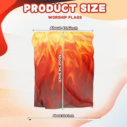 Baisdan 54x45 Worship Flags for Dance Church Praise Dance Flags for Worship Fire Flag with Flexible Rods Carrying Bag Set of 2 OrangeRedBlack - Image 3