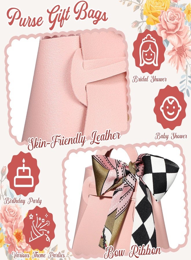 Abbylike 18 Pcs PU Leather Wedding Candy Bags with Ribbon Candy Bag with Handle Party Favor Bags Purse Party Favor Bags for Wedding Baby Showers Birthday(Pink) - Image 4