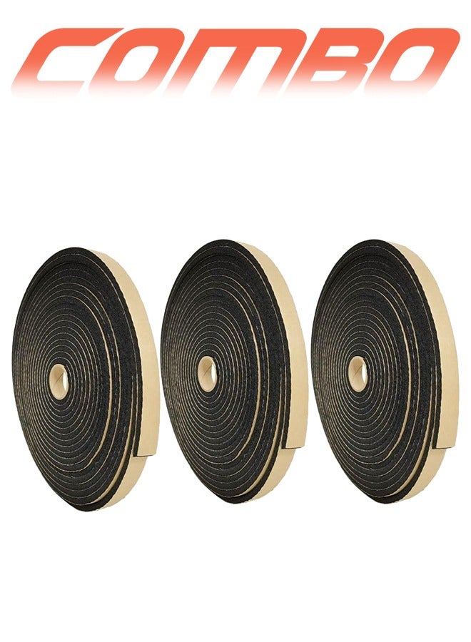 3 pcs 10M Single Side High Density Self Adhesive Foam Seal Tape for Weather Stripping Doors and Windows Insulation, Soundproofing, Air Blocking - Image 2