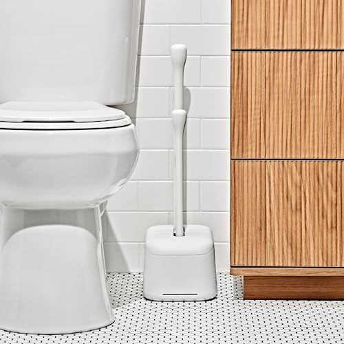 OXO Good Grips Toilet Brush Plunger Set Two Bathroom Essentials in one SpaceSaving Canister Toilet Bowl Cleaner and Plunger with Holder Perfect for Small bathrooms - Image 3