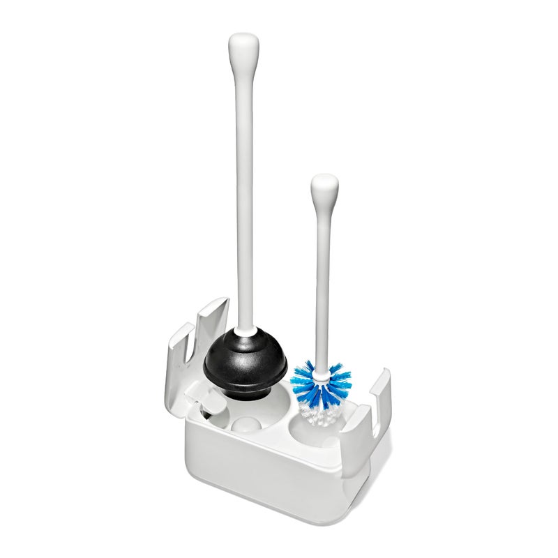OXO Good Grips Toilet Brush Plunger Set Two Bathroom Essentials in one SpaceSaving Canister Toilet Bowl Cleaner and Plunger with Holder Perfect for Small bathrooms - Image 2