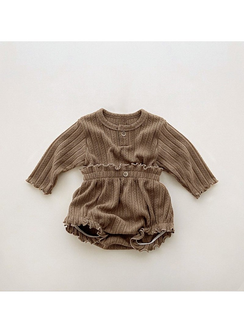 Baby Girl Autumn Knitted Jacquard Long Sleeve T-shirt + Triangle Pants Set - Image 1