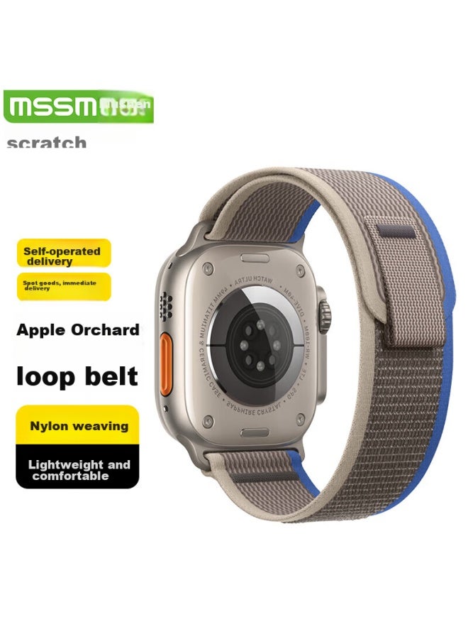 Mssm Nylon Trail Loop Band For Apple Watch, Compatible With Apple Watch Ultra 2/s10/9/8/7/se, Blue With Gray, 44/45/46/49mm Watch Face - Image 1