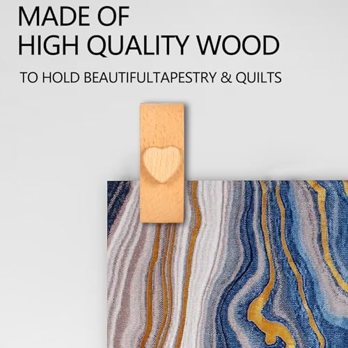 Dvehdbay 4 Quilt Hanger for Wall for Display - Tapestry Hangers for Walls, Wooden Rug Hangers for Wall Hangings, Decorate with Your Blanket and Tapestry Hanger, Quilt Rack Clamps for Mount (Brown) - Image 5