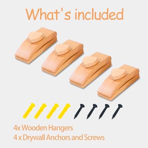 Dvehdbay 4 Quilt Hanger for Wall for Display - Tapestry Hangers for Walls, Wooden Rug Hangers for Wall Hangings, Decorate with Your Blanket and Tapestry Hanger, Quilt Rack Clamps for Mount (Brown) - Image 4